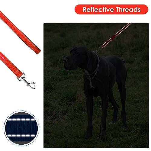 simarro Hausleine für Hunde, 60cm Hunde Leine Kurze Hundeleine mit gepolstertem Griff doppeltes Gurtband Nylon reflektierende Haustier Leinen Hundeleine Hundeleine kleine Mittel große Hunde (Rot)
