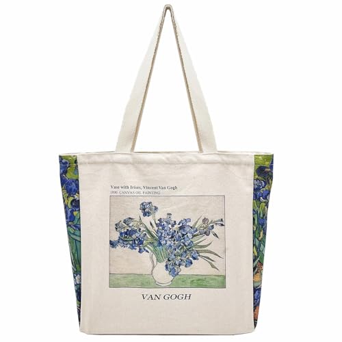 BROADREAM Bolsa Tela Tote Bag, Bolso Tote De Lona Estética, Bolso de Mano Para Mujer, Con Bolsillo Cremallera Interior, Para el Trabajo, Viajes, Compras, Colegio, Biblioteca