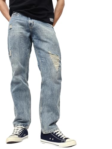 Image of High Star Men Washed Straight Fit Mid-Rise Jeans 77