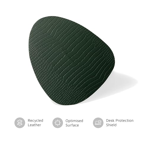 Image of Premium Recycled Leather Mouse Pad for PC | Large Size 25x22cm Mousepad for Laptop Wireless | Handcrafted | Anti-Slip, Anti-Skid, Waterproof | Croco Finish for Home, Office, Gaming, Green