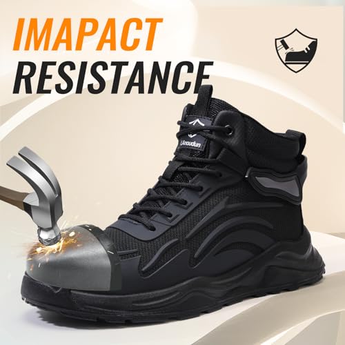 Image of Steel Toe Shoes for Men, Lightweight Safety Work Shoes, Breathable Puncture-Resistant Work Shoes for Warehouse, Factory and Light Construction