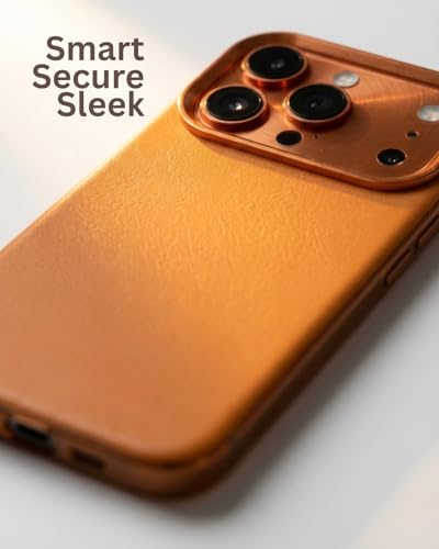Image of SkynUp Linea Premium Leather Back Cover Case for iPhone 17 Pro Max | MagSafe Compatible | Orange