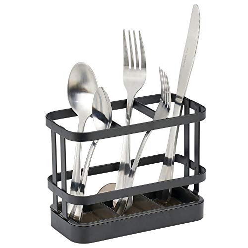 mDesign Farmhouse Modern Metal Cutlery and Utensil Storage Organizer Bin for Kitchen, Pantry