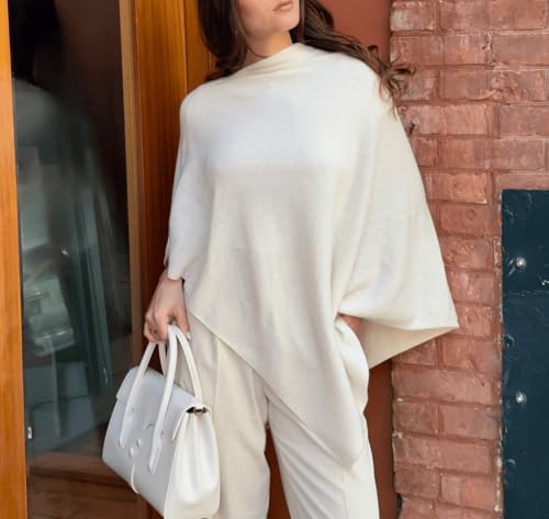 Argeousgor Women Pullover Poncho Sweater Versatile Irregular Knit Shawl Wraps Fashion Lightweight Scarf Cape Top2