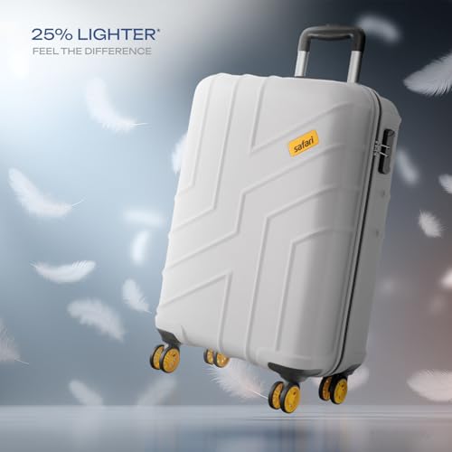 Image of Safari Cabin Stratos 8 Wheels 55cm Size Trolley Bag, Hard Case Polycarbonate, 360º Wheeling Carry-on Luggage for Men & Women, Travel Bag, Suitcase for Travel, Trolley Bags for Travel, Cloud Grey