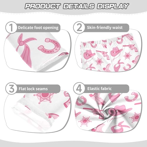 Cowboy Western and Wild West Girls Leggings,Workout Leggings for Girls Toddler Athletic Leggings Size for 3-10T3