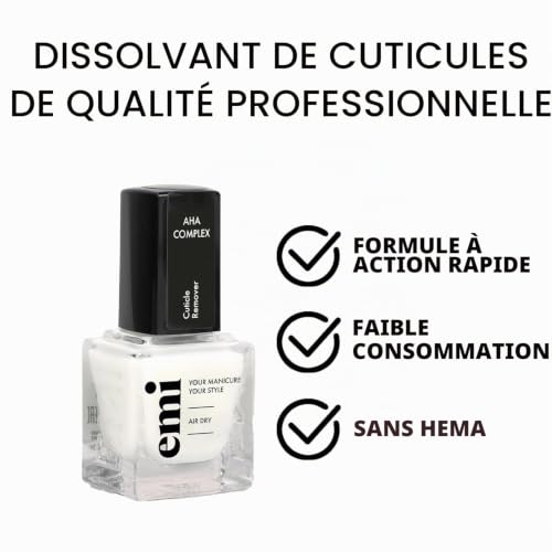 Solution de Soin des Cuticules EMI – Cuticle Remover avec Complexe AHA, Acide Lactique et Vitamine E – Émollient Cuticules et Ramolisseur pour Ongles 9 ml – vue 2