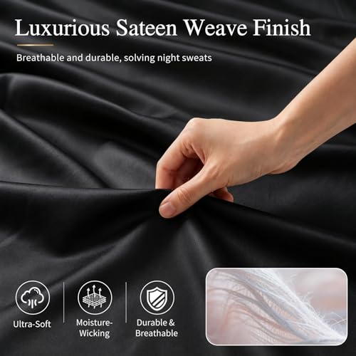 Image of MEISHANG 1000TC Egyptian Cotton Sheets Queen, 18-24 inch Extra Deep Pocket | 1000TC Egyptian Cotton Sheets, Sateen Weave, Ultra Soft & Breathable, OEKO-TEX Certified