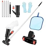 Einfache Bedienung - Der Wasserstrahl-Saugkopf besteht aus hochwertigem PE-Kunststoff, ist langlebig und einfach zu bedienen. Es kann direkt verwendet werden, wenn es an die Wasserleitung angeschlossen ist. Es muss nicht an die Wasserpumpe angeschlossen werden. Es hat auch einen korrosionsbeständigen Polyesternetzbeutel zum effektiven Entfernen. Insekten und Partikel am Boden des Pools halten das Poolwasser sauber.