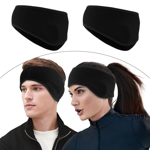 Bandeaux De Sport d'hiver pour Homme Et Femme,Lot De 2 Bandeaux d'hiver pour Homme Et Femme,Bandeau d'hiver Cache-Oreilles Thermique Extensible,Bandeau...