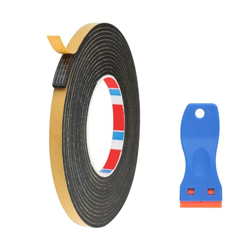 Ceranfeld Dichtungsband Selbstklebend, 5m Dichtband für Kochfeld mit kleinem Schaber, 10mm x 3mm Hitzebeständiges Montageband für Elektroherde & Kochfelder, zuverlässige Abdichtung