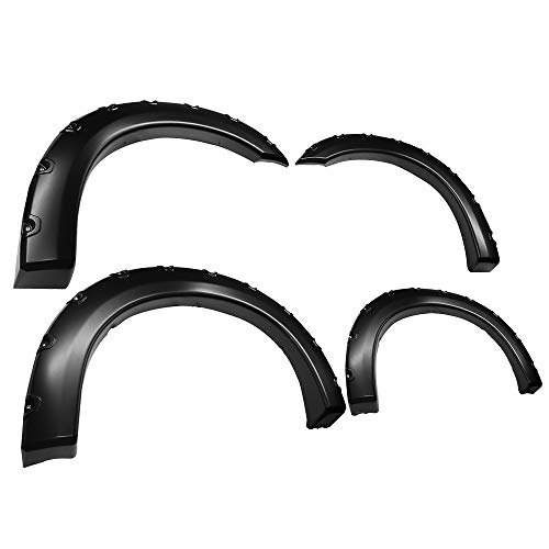 Premium Fender Flares Compatible with 1999-2007 Ford F250 F350 Super Duty Styleside Models | Smooth Matte Black Paintable Pocket Bolt-Riveted Style 4pc | TFF84098