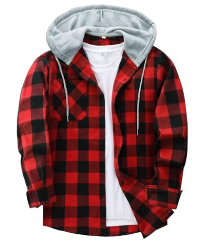 Image of JACKETOWN Men's Long Sleeve Casual Plaid Flannel Shirt Button Down Shirts for Men Cotton Lumberjack Regular Fit