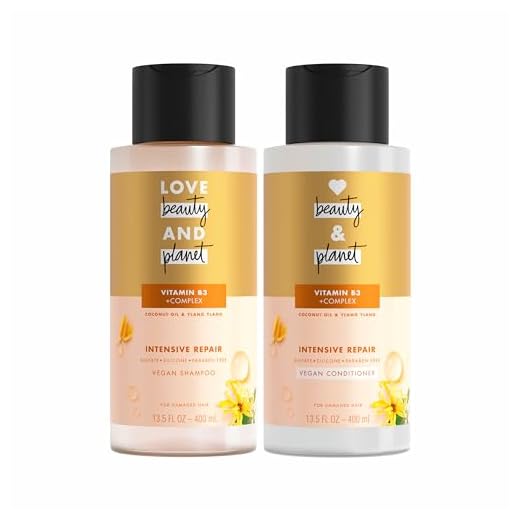 Love Beauty And Planet Hope and Repair Shampoo and Conditioner Dry Hair and Damaged Hair Care Coconut Oil and Ylang Ylang Paraben Free, Silicone Free, and Vegan 13.5 oz, 2 count