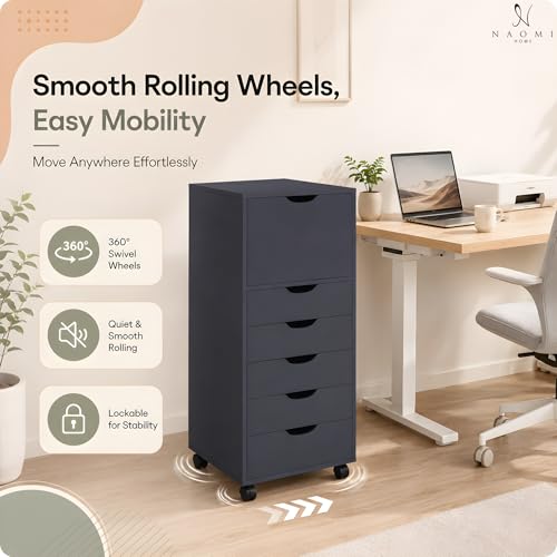 Image of Naomi Home 5 Drawer + 1 Cabinet Storage Organizer, Modern Mobile Cabinet for Home & Everyday Storage