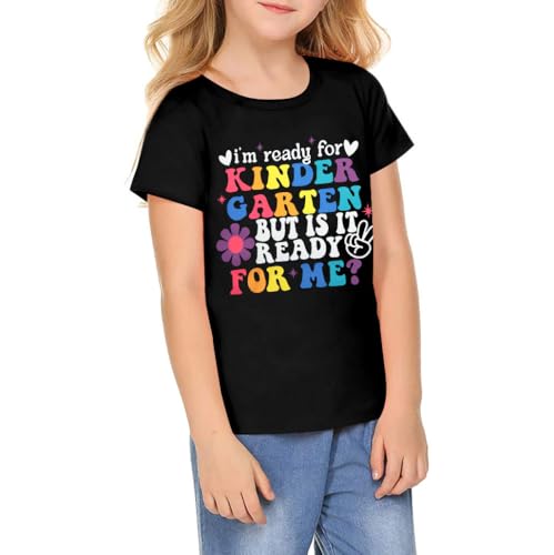 Image of First Day of Kindergarten Shirt Toddler First Day of School Tee Boy Girls I'm Ready for Kindergarten Tops