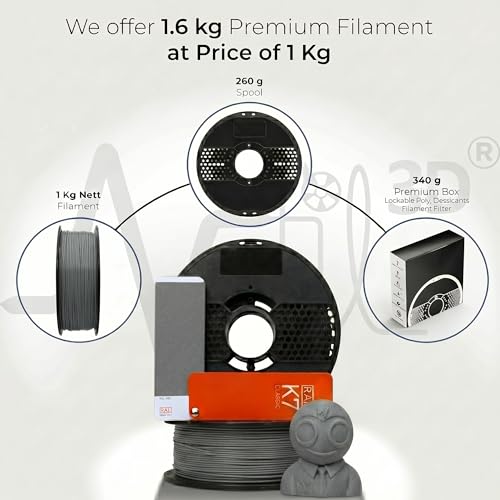 Image of NFIL3D 1KG Net Turbo Finish PLA+ Cement Grey 3D Printer Filament | Filaments for 3D Printer| 1.75mm| Accuracy + /- 0.015mm | 1000g 3D Filament, 250g Spool, 350g Packaging Weight (Total Weight 1.6KG)