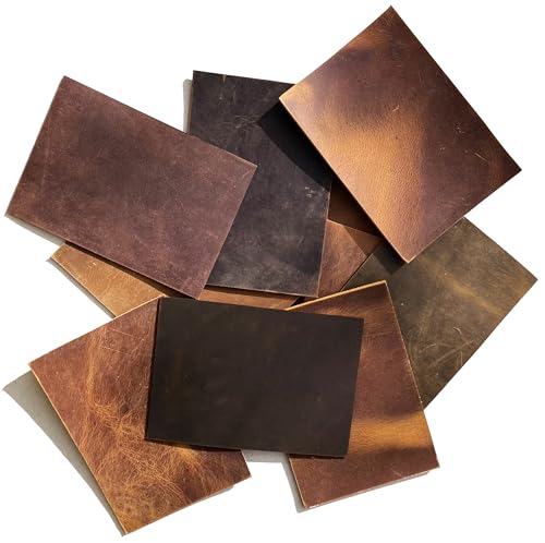 HAPPER STUDIO Tiras de cuero de ternera de 1,6 mm de grosor. Cuero encerado Crazy Horse de enrollado fácil. Láminas de cuero genuino para manualidades. (10, mezcla de marrón, A6 (105 x 148mm))