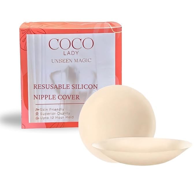 Reusable Silicone Nipple Covers | Invisible Matte Finish Pasties | Skin-Friendly, Sweatproof & Waterproof | Backless & Strapless Outfit Bra Alternative | Nude, Pack of 2 (4 Pcs Total)-image-38