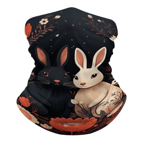 Black And White Elephant Image Neck Gaiter Face Cover Scarf, Breathable Sun Balaclava for Skiing Fishing Hiking Cycling