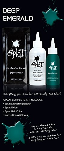 Splat Deep Emerald Semi Permanent Hair Dye Kit with Bleach, 1 Application, Includes Green Hair Dye, Oxide & Bleach Powder, Vegan & Cruelty Free Hair Color