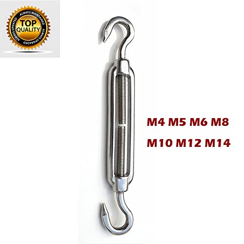 M5 Turnbuckle Hook and Hook Light Duty Wire Rope Tension Body Turnbuckle Straning/Rigging Screw Barrel Strainer