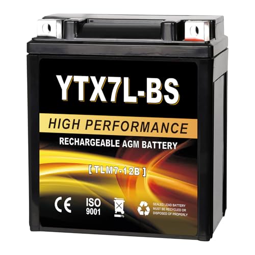 Daakmax YTX7L-BS 12V 7Ah AGM Sealed Motorcycle Battery Maintenance-Free Compatible with Honda Kawasaki Suzuki Yamaha 4 Wheeler ATV Scooter