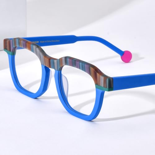Image of HEPIDEM Multicolor Acetate Glasses Frame Women,Oversize Round Optical Eyeglasses