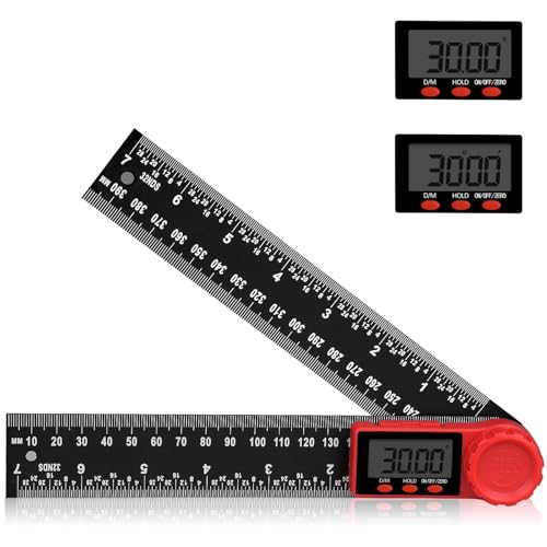 Winkelmesser Digital, Aweohtle 2 in 1 Digitaler Winkelmesser mit Lcd Anzeige,HOLD und Feststell Funktion, 360° drehbares Winkellineal für Maschinenbau, Holzbearbeitung und Messung - 400mm