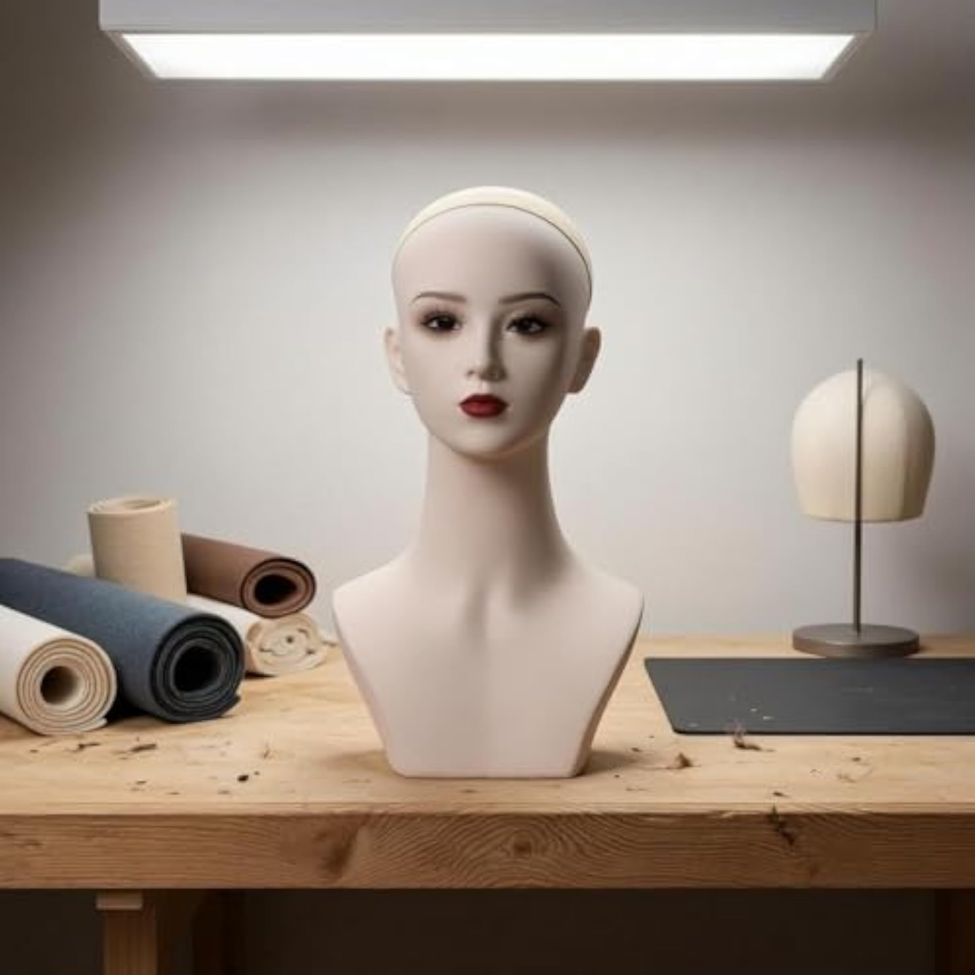 Skin Tone PVC Bust for Tabletop Display, 44 Cm