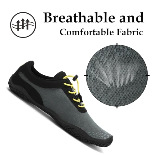 Miniatura 3 de Saguaro Zapatillas Minimalistas Barefoot Hombre Mujer - Zapatos De Trail Running Para Deportes Acuaticos - Ligeras Antideslizante Respirable Con Caja Suela Zero Drop, Gris Profundo, 42 Eu