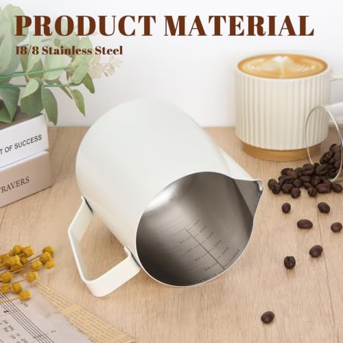 Image of Amrules Milk Frothing Pitcher 31oz Frother Cup Barista Tools, White