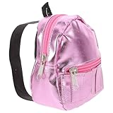 BESTonZON Pink Metallischer Mini Rucksack für Puppen, Niedlicher Puppenrucksack für 45cm Puppenzubehör, Funktionale Miniatur Schultasche Spielzeug, Kleine Schultaschen Accessoire Pink
