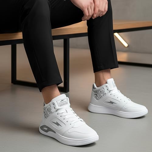 Image of BRUTON Thunder Strike-219 Men's High Top | Lightweight Shoes for Men | Comfortable Walking Jogging Gym Shoes | Lace-Up Training Footwear