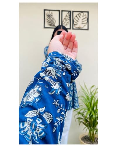 Image of Women's Floral Print Reyon Peplum Top - Casual Loose Fit 3 /4 Sleeve Tunic top, Stylish V-Neck Flared Kurti, Comfortable Everyday Wear