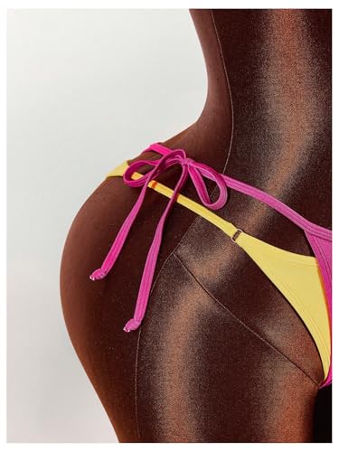 Image of RoseSeek Women's 2 Piece Colorblock Bikini Sets Double Layered Beachwear | Bikini Sets for Women, Color Block Swimwear, 2 in 1, Y2k, String Bikini, Swimsuit, Summer, Vacation