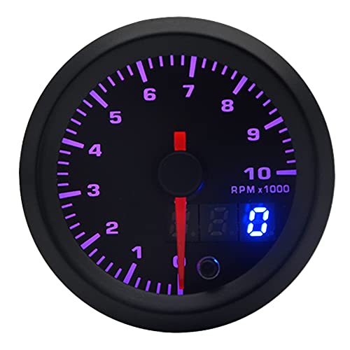 Levanlight Black 7 Color Led Display Elec 0-10000 Rpm Tachometer Tacho Gauge For Gas Powered Engines | 7 Adjustable Color Led | Dual Digital Analog Output Display | 2-1/16" 52Mm #TOP6