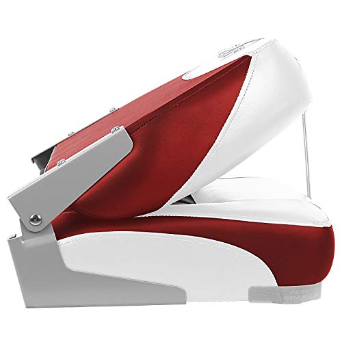 Xgear Deluxe Low Back Boat Seat, Fold-Down Fishing Boat Seat (2 Seats) (White/Grey/Red) #TOP3