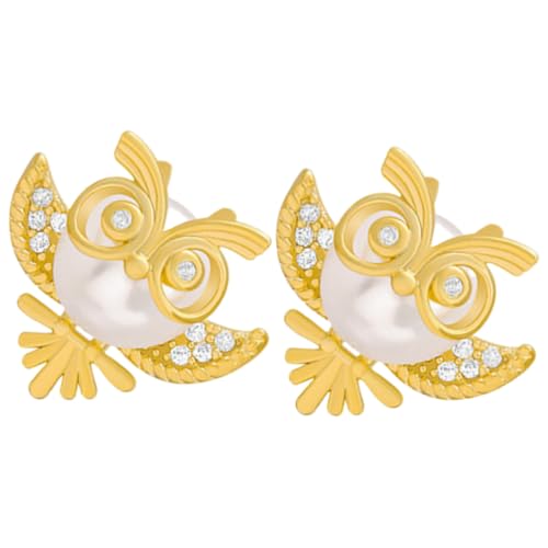 Yardwe Pendientes De Búho Para Mujer y Niñas, Perlas Sintéticas, Aleación Hipoalergénica, Diseño Delicado, Accesorios Para Orejas, Estilo Elegante Para Uso Diario y Viajes