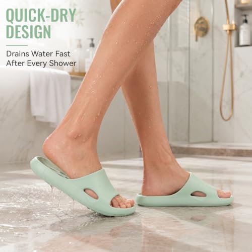 Image of Aoowoll Mens Shower Shoes With Holes Dry Quickly Bath Slippers Womens Non Slip Indoor Home Bedroom Pool Spa Guest College Dorm