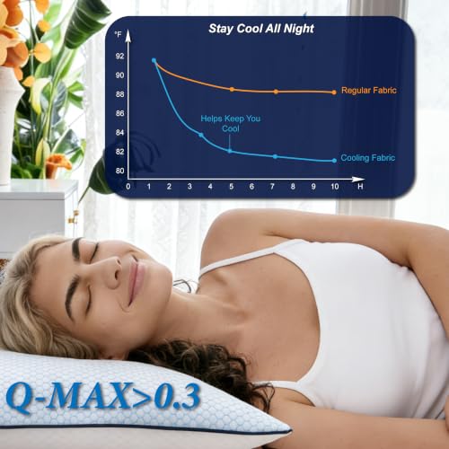  Queen Cooling Side Sleeper Pillow, Shredded Memory Foam Adjustable - image 2