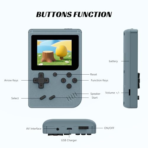 Image of Retro Handheld Games Console, Built-in 400 Video Games,Portable Video Gaming Player with 3.0 Inch IPS Screen and Rechargeable Battery (Gray)