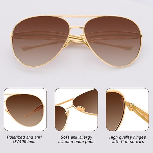 KesaPlan Retro Gold Aviator Sunglasses for Women Men, 70s Retro Pilot Shield 2025 Metal Frame Eyewear Sun Glasses4