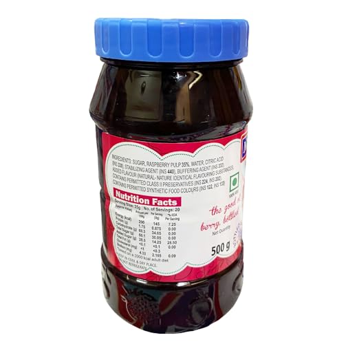 Image of Manama Strawberry Fruit Jam and Raspberry Fruit Jam 500GMS Each, Pack of 2