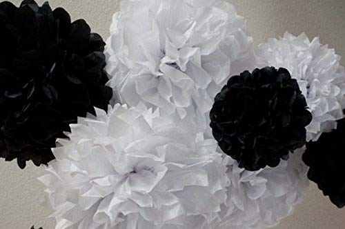 12 x nero bianco carta velina pompon per