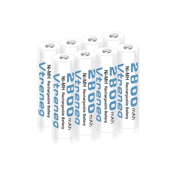1.2V Rechargeable AA NiMH Batteries 8 Pack, Long-Lasting 2800mAh Double A Battery, Leak-Proof, Low Self Discharge