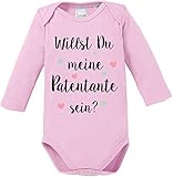 EZYshirt® Willst du Meine Patentante Sein | Strampler Patenschaft | Patenkind Body Baby Langarm Bio Baumwolle