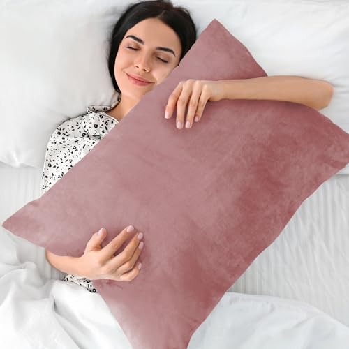 Image of BEDELITE Flannel Pillow Cases Queen Size Set of 2, Dusty Pink, 20x30 Inches
