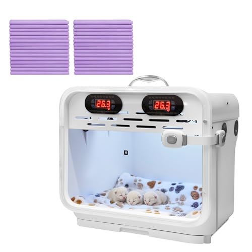 HDMATRL Intelligent Constant Temperature Puppy Incubator - Portable Pet Brooder for Puppies Kittens Birds & Small Mammals Quiet Air-Warming Kitten Incubator with Dual Thermostat Control