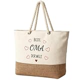 Snyvpra Geschenke Für Oma - Praktische Einkaufstasche Groß, Oma Geschenk Geburtstag, Geschenk Oma Geburtstag, ’Beste Oma der Welt’ Tragetasche Geschenk Für Oma, Muttertag, Geburtstag, Weihnachten